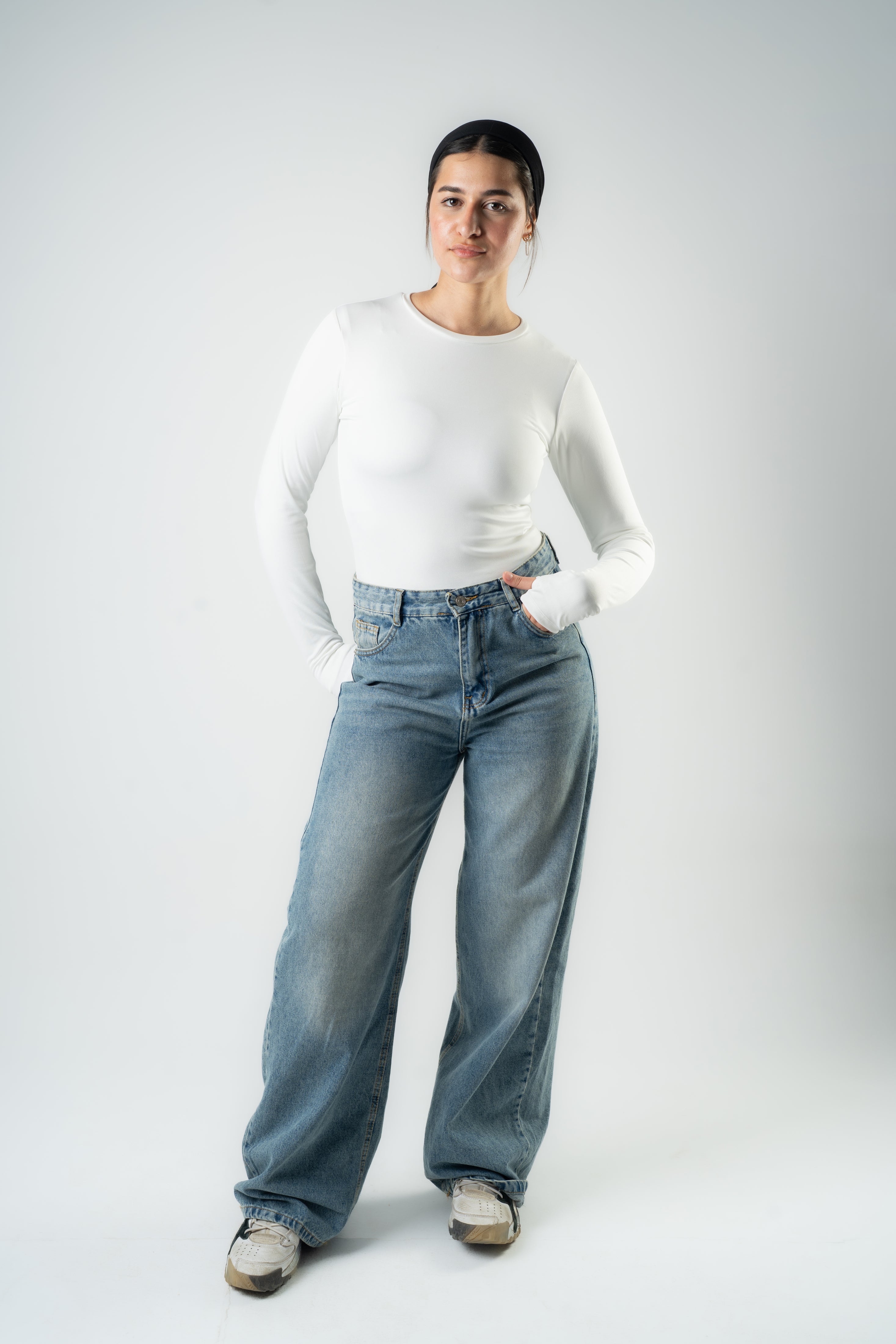 White Essential Long Sleeve Top