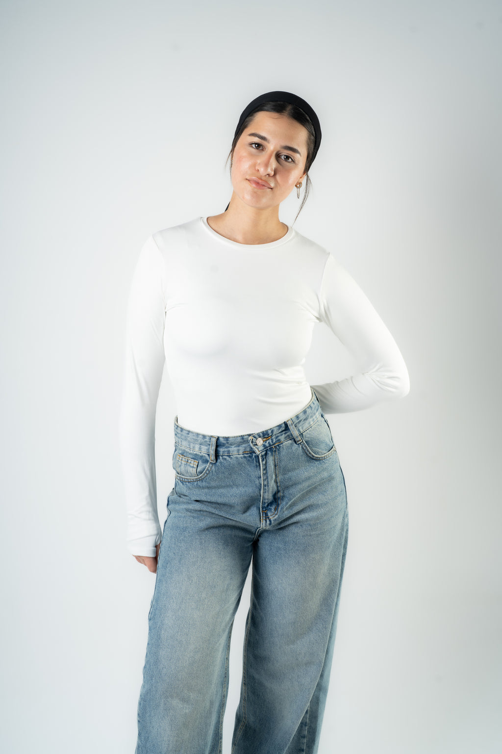 White Essential Long Sleeve Top