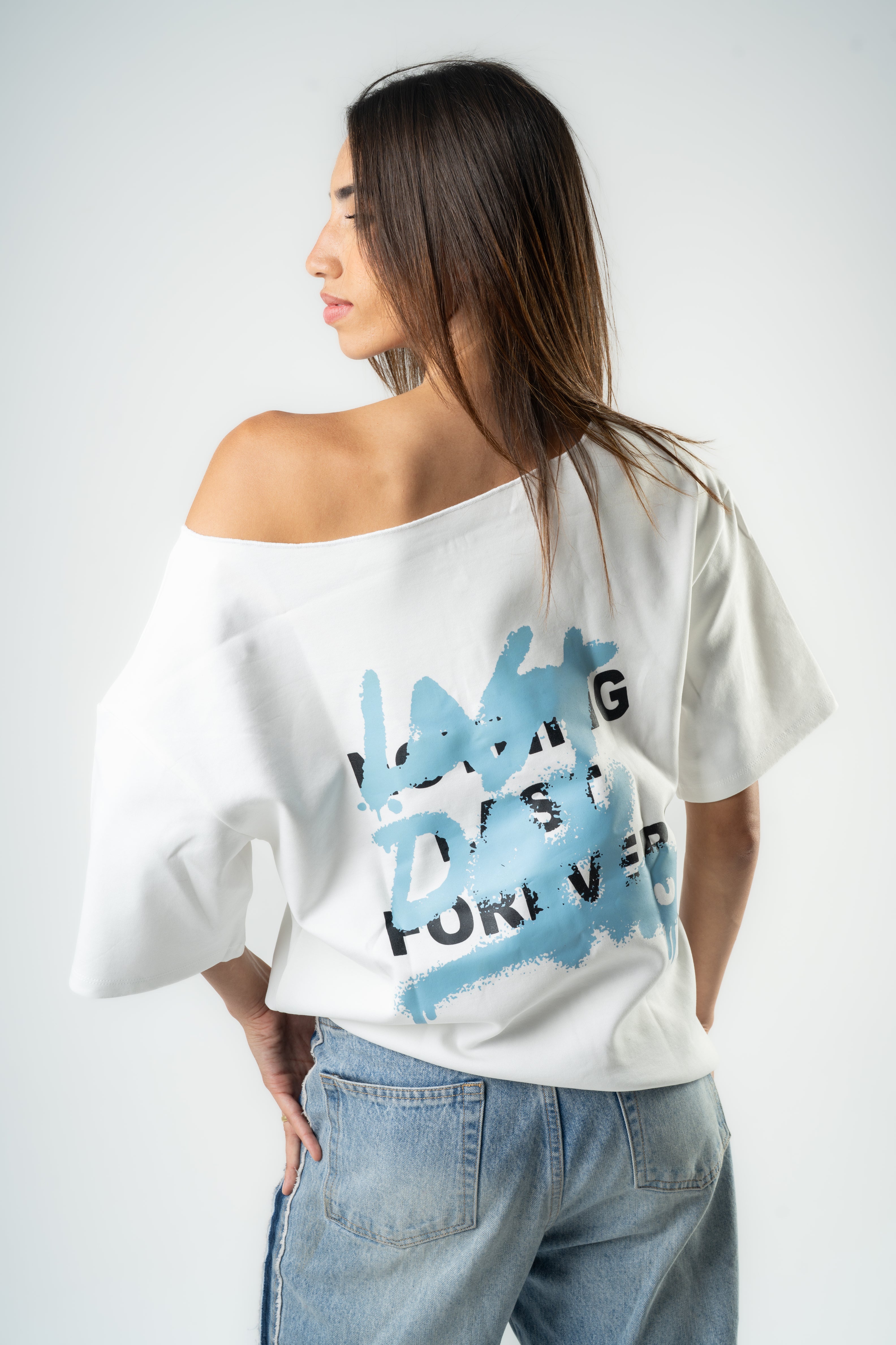Off-Shoulder Relaxed Top White - Last Day Edition