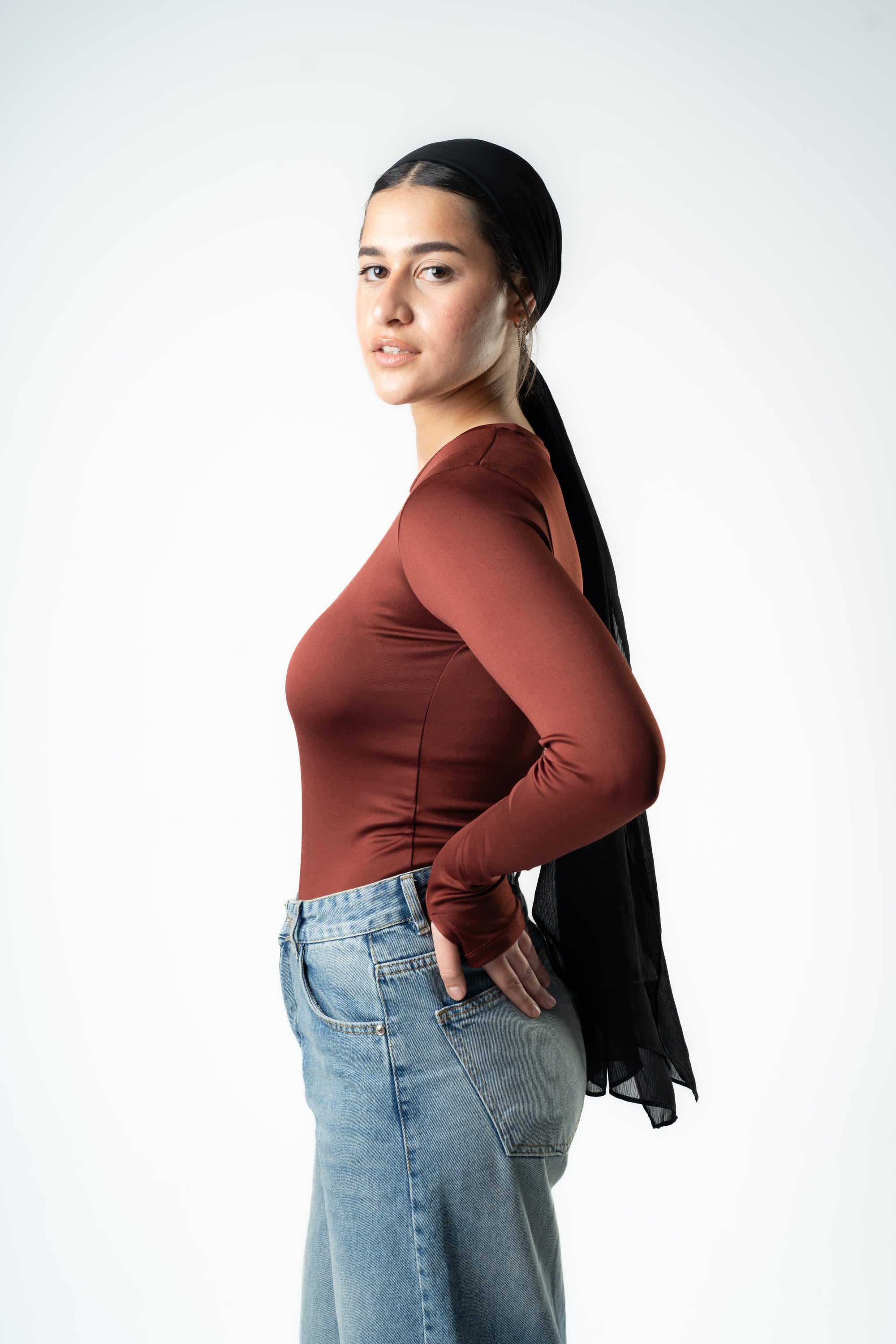 Reddish Brown Essential Long Sleeve Top