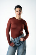 Reddish Brown Essential Long Sleeve Top