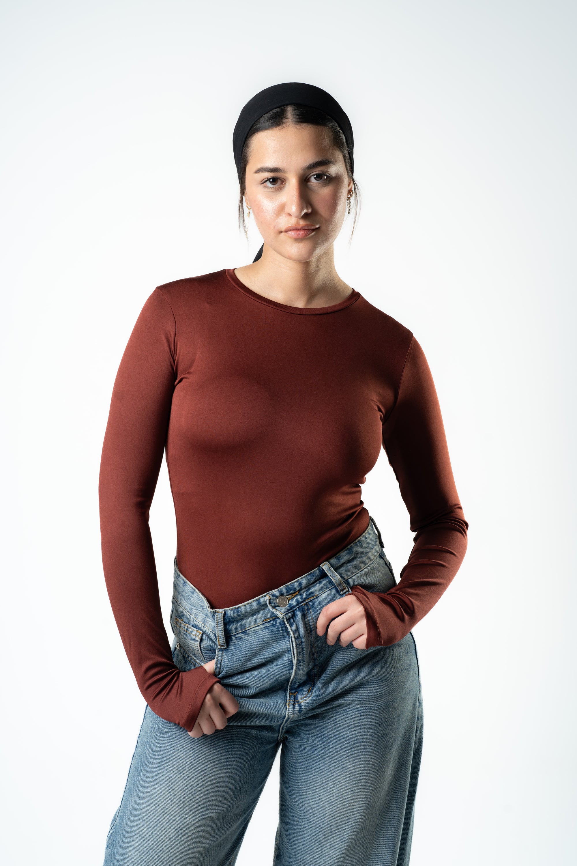 Reddish Brown Essential Long Sleeve Top
