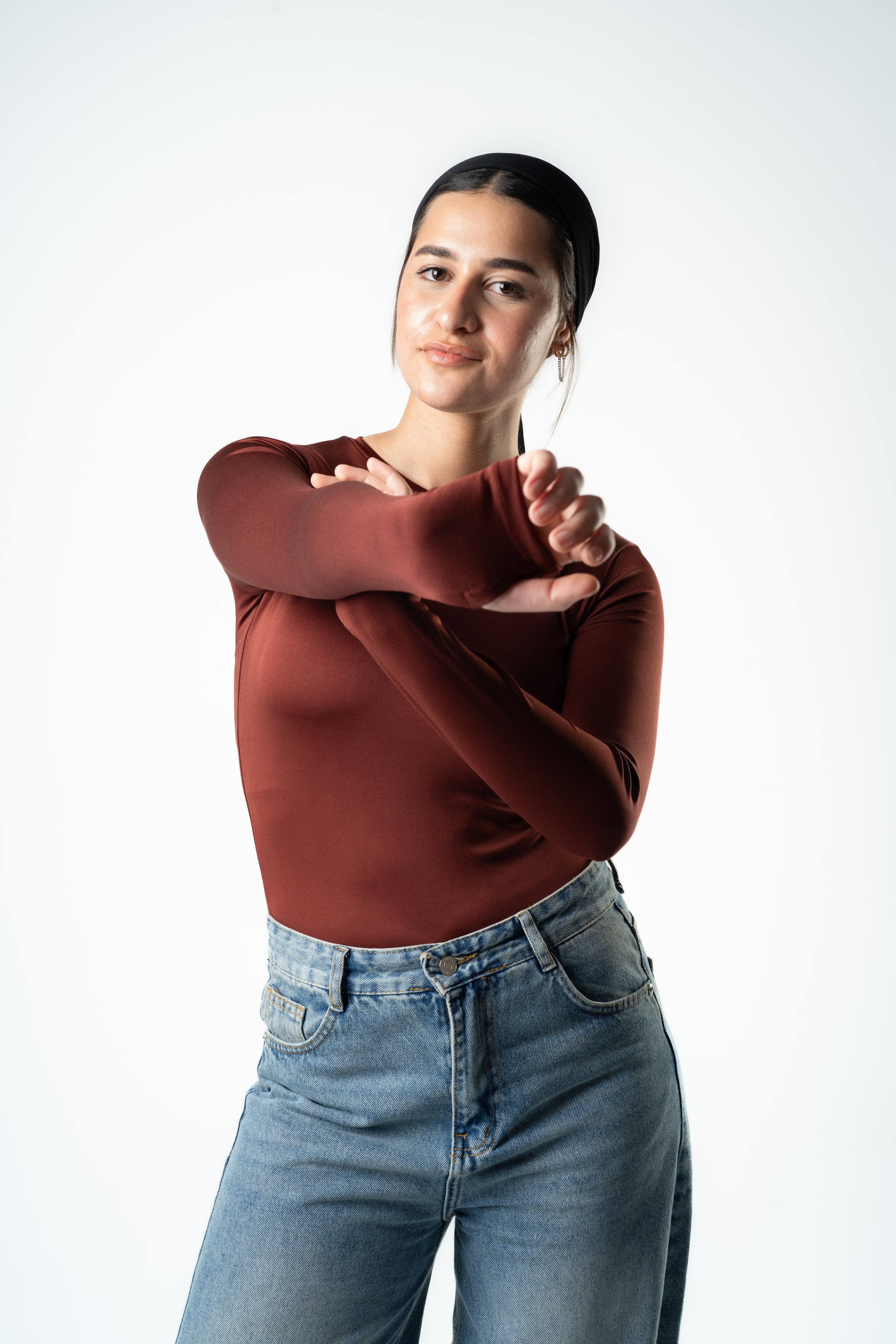 Reddish Brown Essential Long Sleeve Top